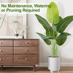 Lifelike Bird of Paradise Artificial Plant,4ft Faux Banana Leaf Tree with 9 Trunks - Perfect Indoor Silk Floor Plant for Home Decor in Living Room, Office, and Bedroom (Set of 2)