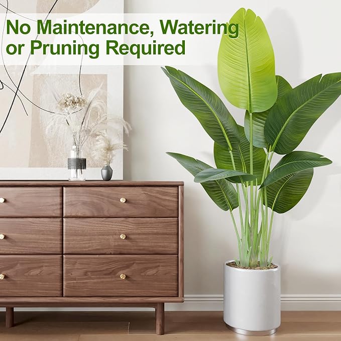 Lifelike Bird of Paradise Artificial Plant 4ft Faux Banana Leaf Tree with 9 Trunks for Home Decor - Perfect Indoor Silk Floor Plant for Living Room, Office, and Bedroom Ambiance Enhancement