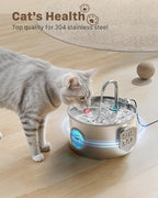 Cat Water Fountain Stainless Steel: Cat Fountain for Drinking with 6 Filters + 3 Sponges - 74oz/2.2L Pet Water Fountain for Cats Inside - Quiet Cats Water Bowl Dispenser - Kitten Drinking Fountains