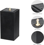 25.98” H Outdoor Water Fountain Made with Eco-Friendly Recyclable Materials, Polyethylene Square Bubbler Outdoor Fountain, Garden Decor with LED Light for Patio, Porch, Backyard (25.98”)