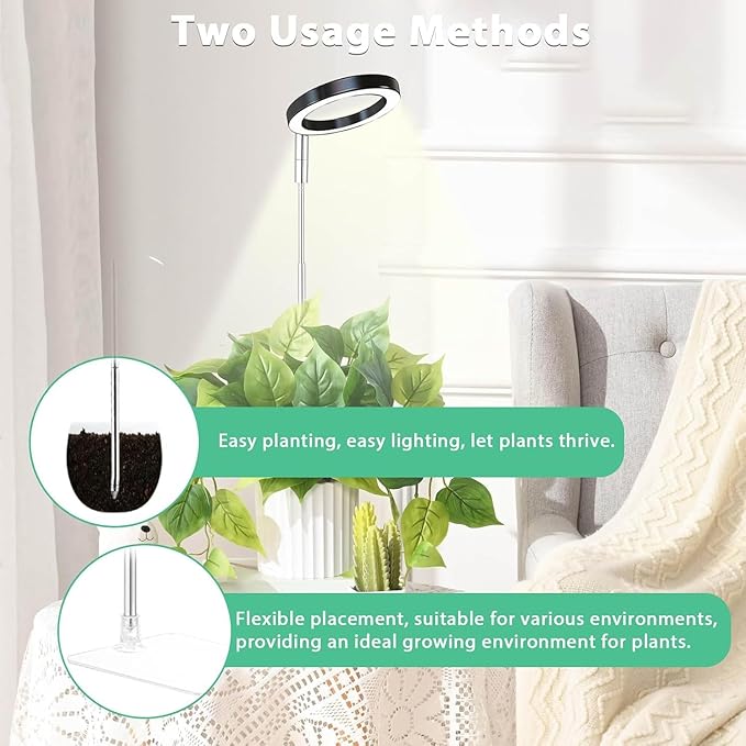yadoker Plant Grow Light, LED Growing Light with Base,Full Spectrum for Indoor Plants,Height Adjustable, Automatic Timer, 5V Low Safe Voltage,Idea for Small Plant Light(3 Pack)