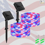 cshare Red White and Blue Solar Fairy Lights, 4th of July Lights Waterproof Outdoor 16.4ft 50LED 8 Modes Memory Function Independence Day Memorial Day Decorations