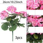CITYES 3 Pcs Artificial Geraniums Flowers Silk Geraniums for Outdoors UV Resistant Pink Artificial Geranium Bush Faux Flowers Plant for Planter Garden Home Decor Indoor Patio Vase Table Centerpiece