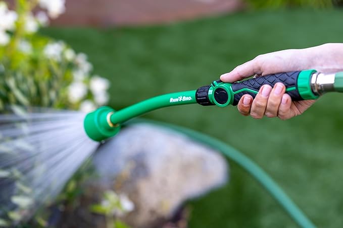 Rain Bird TCNZLWAND16 16" Watering Wand Garden Hose Nozzle, Thumb Control, Carbon Fiber Texture, Shower Spray Pattern