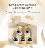 Smart Pet Planter, Smart Plant Pot, With Artificial Intelligence, Time Weather Display, And Multiple Expressions Animation,Lovely Plant Companion, For Desktop Decoration, Gifts,Plant-Free (Ivory)