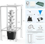 JESLED Hydroponic Tower with Tent, Hydroponics Growing System with 5000K Full-Spectrum Grow Lights, Dual Timers for Auto Watering & Lighting, Grows 30 Herbs & Vegetables, 10L Water Tank, High 37"