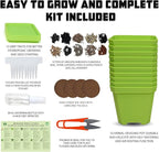 Meekear 10 Herb Seeds Garden Starter Grow Kit with Green Pots, Markers, Soil Discs, Watering, Herb Clipper, Complete Indoor Potted Plant Growing Set for Kitchen DIY