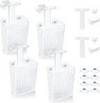 4 PCS Upgraded Aquarium Plant Holder, Adjustable Thickness Height Fish Tank Plant Holder with 4 Extension Hooks and 4 Suction Cups for Fish Tank Aquaponic Plant Cultivation (Clear)