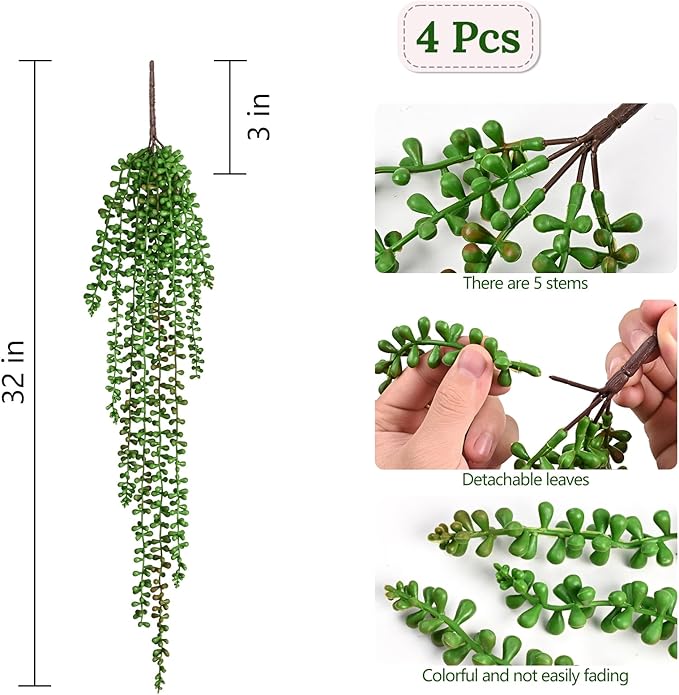 Waipfaru 8Pcs Artificial Hanging Plants, Fake Vines Fake Hanging Plants for Outdoors UV Resistant Ivy Artificial Plants Outdoor Faux Plants Indoor Bedroom Living Room Boho Wall Porch Shelf Decor