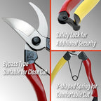 SUIZAN Bypass Pruning Shears 8” - Professional Japanese Hand Pruners Garden Scissors Gardening Tools