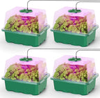 MIXC Seed Starter Kit with Grow Light, Elevated Seedling Tray Kit with Adjustable Humidity Dome and Clear Cell Tray, 12 Full Spectrum Led Beads for Seed Starting Greenhouse, 4 Pack, Green