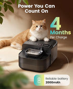 oneisall Wireless Filterless Cat Water Fountain, Separate Clean and Dirty Water Pet Fountain with Stainless Steel Bowl, 3.5L/118oz Quiet No Filter Smart FreshFill Automatic Cat Water Dispenser, Black