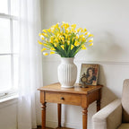 TURNMEON 12 Bundles Calla Lily (240 Heads) Artificial Flowers for Outdoors, Fake Plants UV Resistant Faux Plastic Fake Flowers for Indoor Planter Home Porch Yards Spring Summer Cemetery Decor(Yellow)