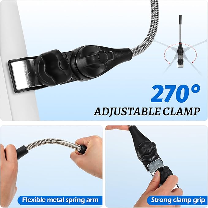 2 Pack 40.9'' Beach Chair Umbrella with 360° Adjustable Canopy & 270° Flexible Clamp, Double Canopy Sun Protection for Wheelchair, Patio, Golf Cart, Camping
