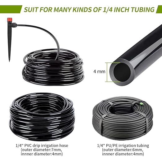 60 Pcs Quick-Connect Drip Irrigation Emitters for 1/4 inch Irrigation Tubing 360 Degree Adjustable Water Flow Drip Irrigation Heads Irrigation Drippers for Potted Plants Flower Raised Bed Vegetable
