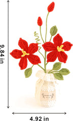 Hand-Woven Crochet Flowers, Simulation of Lotus Potted Plants, Used for Living Room Decoration, Garden, Balcony, Coffee Table Decoration for Family and Friends Lover Anniversary (Red)