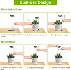 Kullinss Grow Light, 48 LEDs Full Spectrum Plant Lights for Indoor Growing, Halo Plant Light with 3/9/12H Timer, 3 Color Modes, 10 Brightness, Height Adjustable Grow Lamp for Small Plants (2 Pack)