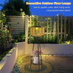 Outdoor Solar Rattan Floor Lamp with Plant Stands, Outdoor Patio Decor Plant Stand for Garden Porch Yard Pathway Driveway Porch