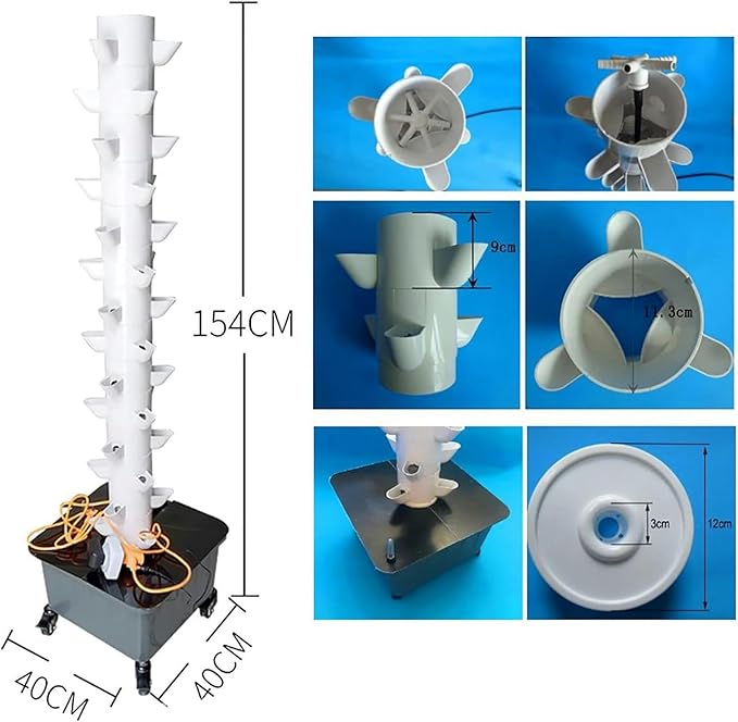 FLTRGO Hydroponics Tower - Hydroponics Growing System for Indoor Herbs, Fruits and Vegetables - Aeroponic Tower with Hydrating Pump, Timer, Adapter, Seeding Bed & Net Pots