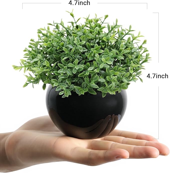 Velener Fake Sage Plants for Shelf Decor, Small Artificial Succulents Grass Desk Plant for Office Women, Mini Faux Plant Indoor, Masculine Home Decor, Coffee Table Decor, Bathroom Decor (2 Pack)