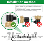 Wengart 3/4" Electric Solenoid Valve 110V AC, Brass Normally Closed (NC) Water Valve, Direct Acting for Zero Pressure Systems (0 PSI), High Flow Cv 7.6, Reliable Control for Water, Air, Gas & Oil