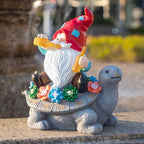 Gnome Garden Decor Statue with Solar Light Lantern, Turtle with Succulent Birthday Gifts for Women Mom Grandma, Funny Waterproof Resin Figurine Outdoor Decorations for Yard Patio Lawn Balcony Porch