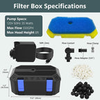 All-in-1 Pond Waterfall Kit | 35W 550GPH Pond Filter Pump with 8" Stainless Steel Spillway | Remote Control LED Lights | 4-Stage Filtration System for Backyard Garden & Outdoor Water Feature
