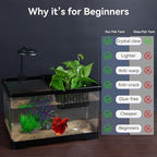 1.8 Gallon Beta Fish Tank Aquariums Kits - Clear Small Fish Bowl Starter Kit with LED Light, Water Filter Pump, Hydroponic Basket - Beginner's Gift for Guppy Shrimp Goldfish, Rectangular