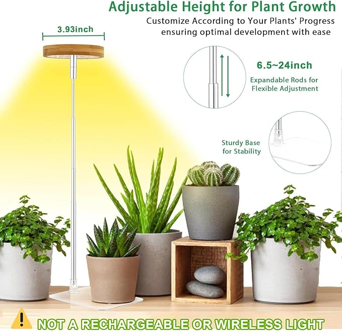 yadoker Halo Plant Grow Light,LED Growing Light with Base,Full Spectrum for Indoor Plants,Height Adjustable, Automatic Timer, 5V Low Safe Voltage,Idea for Small Plants(3 Pack)
