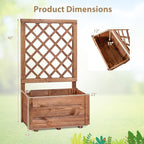 Giantex Raised Garden Bed Set 2 w/Trellis, Drainage Hole, 23”x14”x40” Wood Elevated Planter Box for Climbing Vine Flower Herb Vegetable Fruit, Planting Container for Indoor Outdoor Patio Balcony