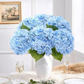 6Pcs Hydrangea Artificial Flowers Realistic Latex Texture for Spring Decoration Home Party Wedding Living Room Decoration 21''Blue
