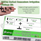 220Pcs Barbed Connectors Irrigation Fittings Kit,Irrigation Connector for 1/4" Tubing Garden Lawn Irrigation,End Plug,Barbs,Straight Barbs,Single Barbs,4-Way Coupling,Tees