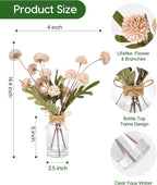 Velener Beige Faux Silk Mums Fake Flowers in Vase with Faux Water, Fake Plants Artificial Flowers for Home Decor Kitchen Bathroom Farmhouse Living Room Coffee Table Small Faux Centerpieces for Tables