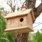 STARSWR Bird House Outside,Outdoor Bird Houses, Natural Wooden Bird Hut Clearance 2 Hole Bluebird Finch Cardinals 2 Rooms Hanging Birdhouse for Garden Viewing