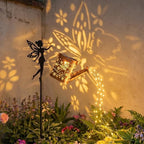 Solar Watering_Can Light, Garden Fairy Stake Lights, Featuring Metal Silhouette Garden Stake, Mother's Gift for Women, Outdoor Garden Lawn Path Yard Decor