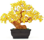 Colorsheng Feng Shui Quartz Crystal Money Tree Bonsai Style Decoration for Luck and Wealth (Yellow)
