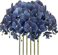 FagusHome 32 Inch Artificial Phalaenopsis Flowers 6 Pcs Artificial Orchid Flowers Stem Plants for Home Décor (Dark Blue)