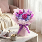 Preserved Flowers Bouquet, Flowers for Delivery,Handmade Purple Rose Bouquets Lasting 3-5 Years, Luxury Gift Box,Birthday Flowers Gifts for Women Mom Grandma Wife Friends