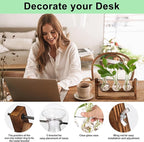 YIBOT Propagation Stations,Plant Terrarium with Retro Wooden Stand, Unique Gardening Birthday Gifts for Women Plant Lovers, Hydroponics Plants Home Office Garden Decor - 3 Bulb Glass Vases
