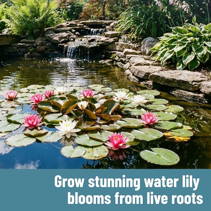 Live Water Lily Roots for Planting – Hardy Lily Pad Tubers for Ponds & Water Gardens – Easy Grow Aquatic Plants with Floating Pads & Blooming Flowers (3 Lily Pad Roots)