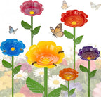 Mellbree Bee Watering Station, 6-Pack Metal Flower Bee Bath for Garden – Attract Butterflies & Pollinators – Colorful Outdoor Gardening Stakes for Yard, Patio, Butterfly Garden, Gardening Essentials