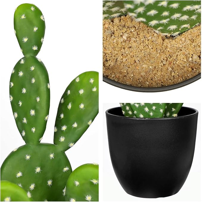 DILATATA 16.5" Small Fake Cactus Plant Potted 'Prickly Pear Cactus' Faux Cacti for Home Garden Office Decor Housewarming Gifts