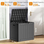 PatioZen 31 Gallon Resin Deck Box, Lockable Patio Outdoor Storage Box for Furniture, Garden Tools and Tools Storage, Waterproof Outside Storage Boxes - Black