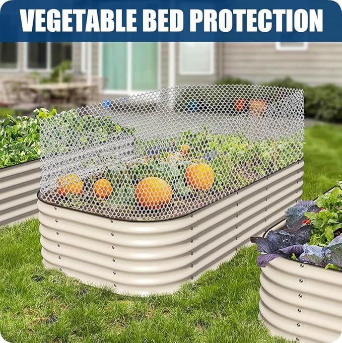 Mesh Tree Guard Trunk Protectors, Plastic Fence Rolling Flower Net Poultry Garden Fence Chicken Fence Protection for Floral Arrangements, Poultry, Animal Barrier, Gardening (White, 19.6 * 1.3 FT)