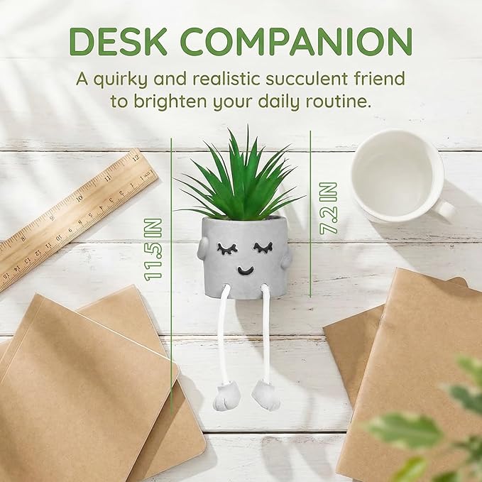 Small Artificial Succulent Plant in Pot 1PC - Lifelike Fake Succulent for Indoor Home Decor,Real Touch Mini Potted Plant for Bathroom Kitchen Window Sill,Office Desk,Shelf Decor Accessories