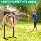 TomCare Garden Hose Holder Heavy Duty Water Hose Holder Holds 160 FT Hoses 4 Spikes Hose Reel Freestanding Hose Hanger Sturdy Hose Storage Stand for Outside Yard Lawn
