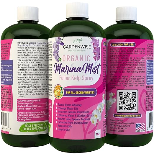 Gardenwise Marina Mist Orchid Fertilizer - Plant Food Mist - Liquid Seaweed Extract for Blooming - Orchid Care - Abono para Orquideas (8 oz)