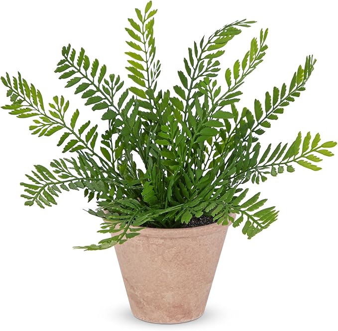 Artificial Fern Potted Plant, 10" Small Fake Plants in Pot, Faux Fern Plant for Home Office Farmhouse Living Room Bathroom Kitchen Tabletop Desk Shelf Decoration