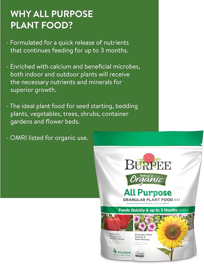 Burpee 4-Lb Organic Plant Food & 9-Quart Premium Potting Soil Mix for Vegetable, Flower & Herb Garden