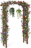 Giantex 7.5FT Wood Garden Arbor Trellis, Wooden Wedding Arch for Ceremony Party, Outdoor Archway Pergola for Climbing Plants, Pathway, Yard, Garden Decor, Easy Assembly (Dark Brown, 63''W x 90''H)